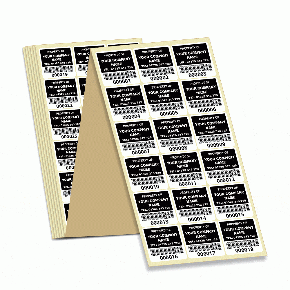 Budget Mini Asset Labels 25mm x 23mm Barcoded - The Label People