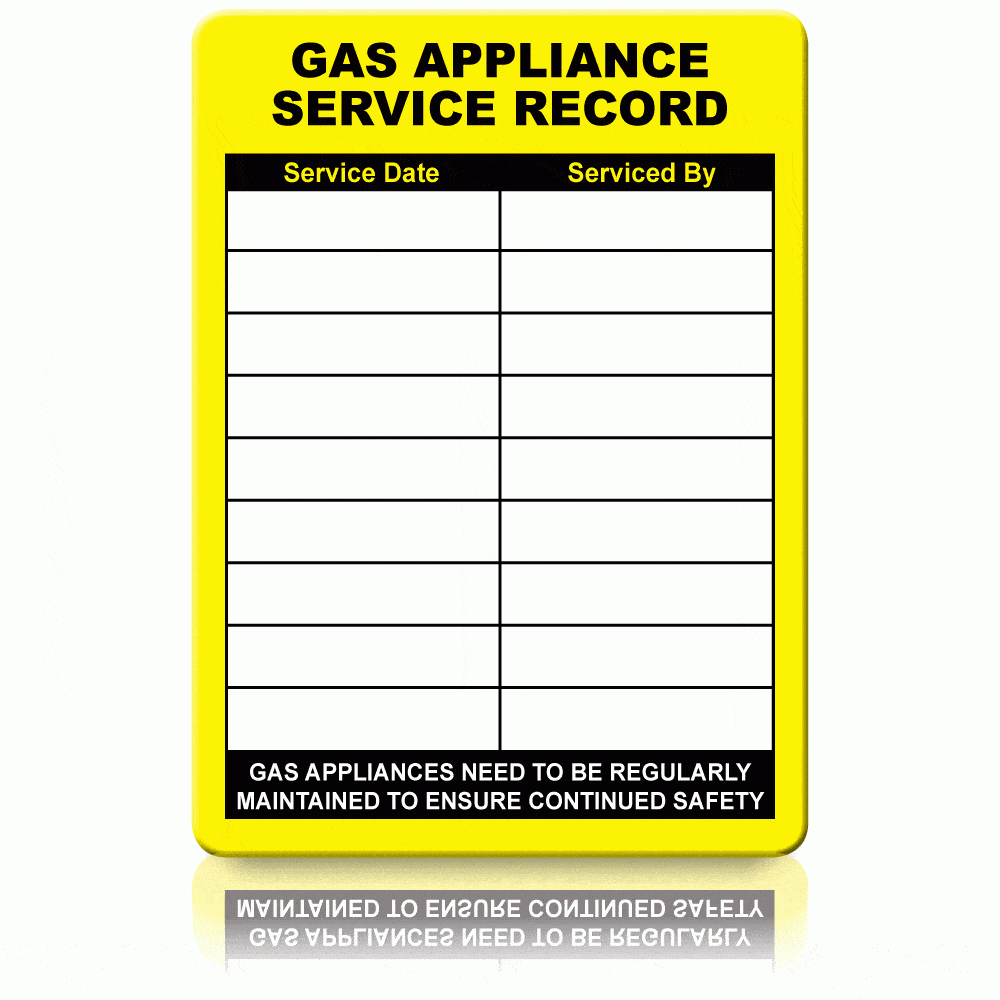 Gas Appliance Service Record Labels