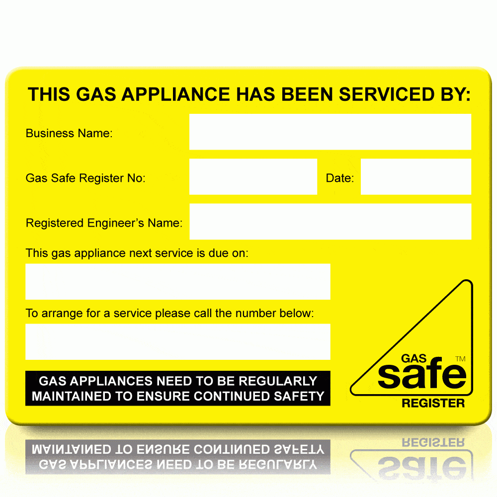 Gas Appliance Serviced By Stickers