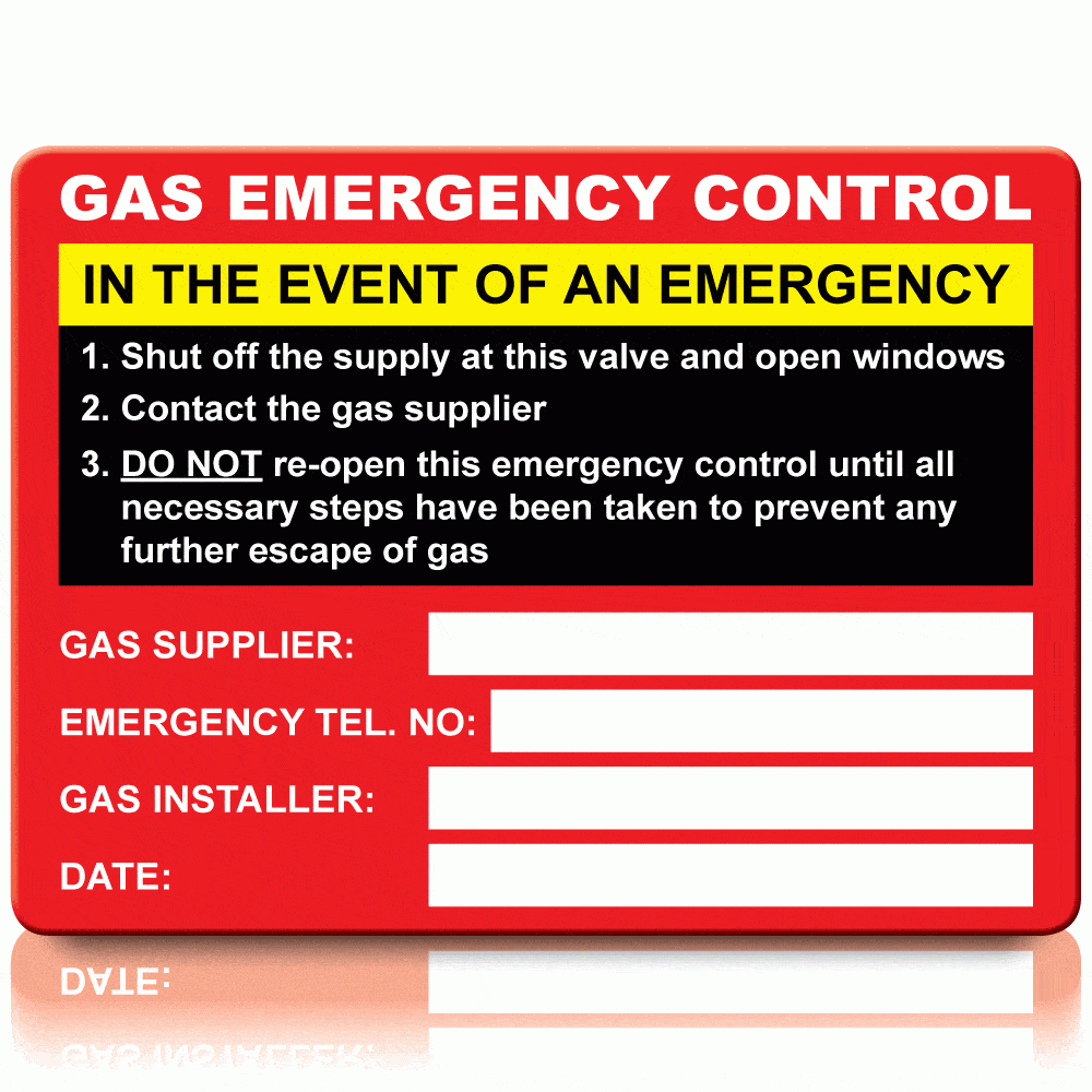Gas Emergency Control Stickers