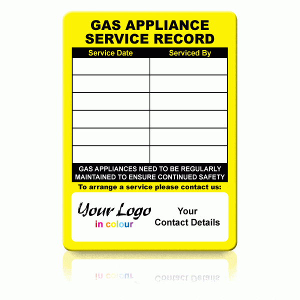Gas Appliance Service Record Stickers