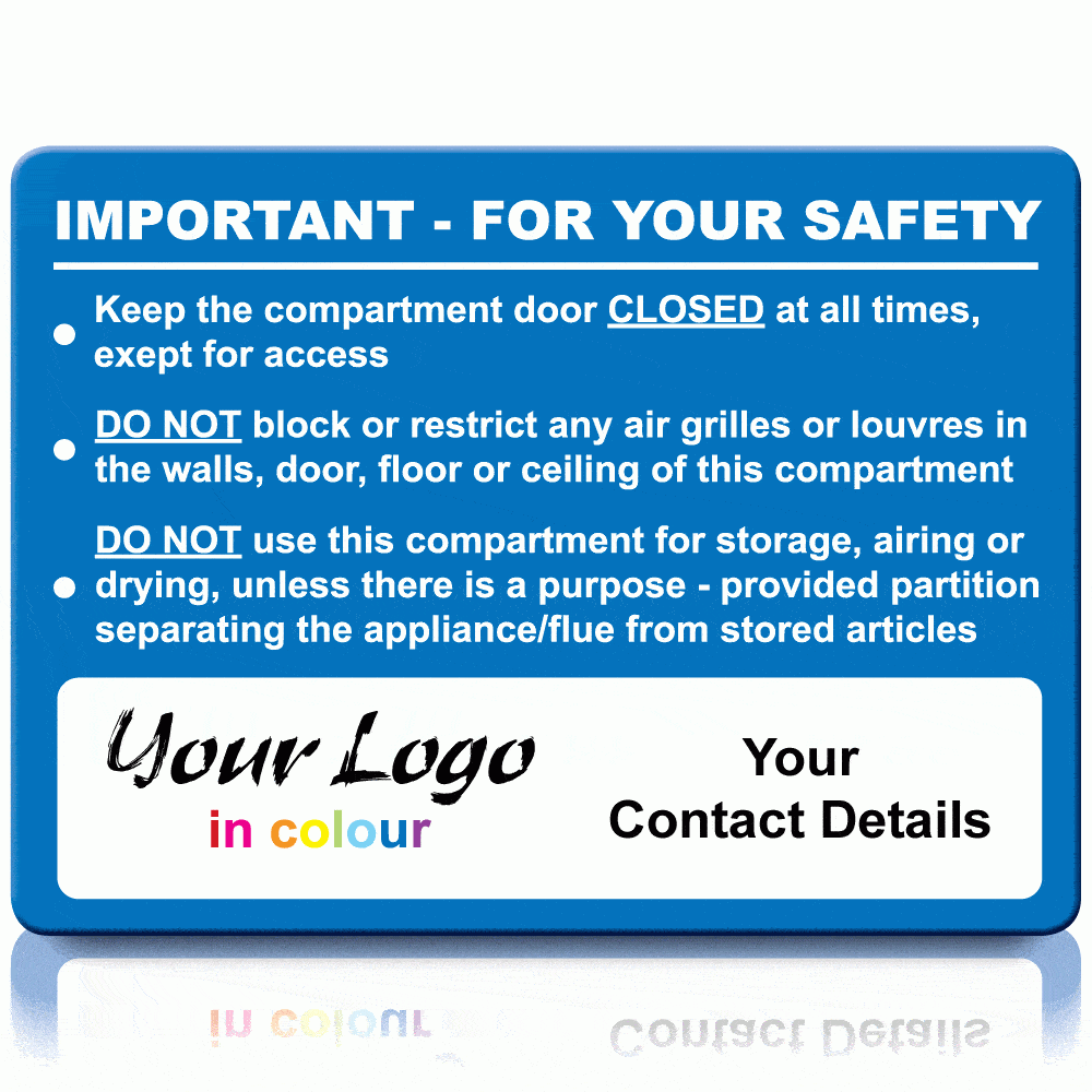 Important Gas Safety Notice Stickers Personalised Gas Safety