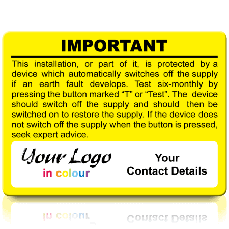 Personalised RCD Test Labels Yellow