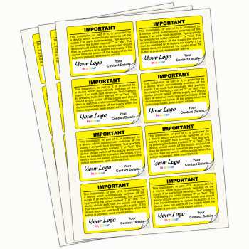 Personalised RCD Test Labels Yellow 100mm x 75mm - The Label People