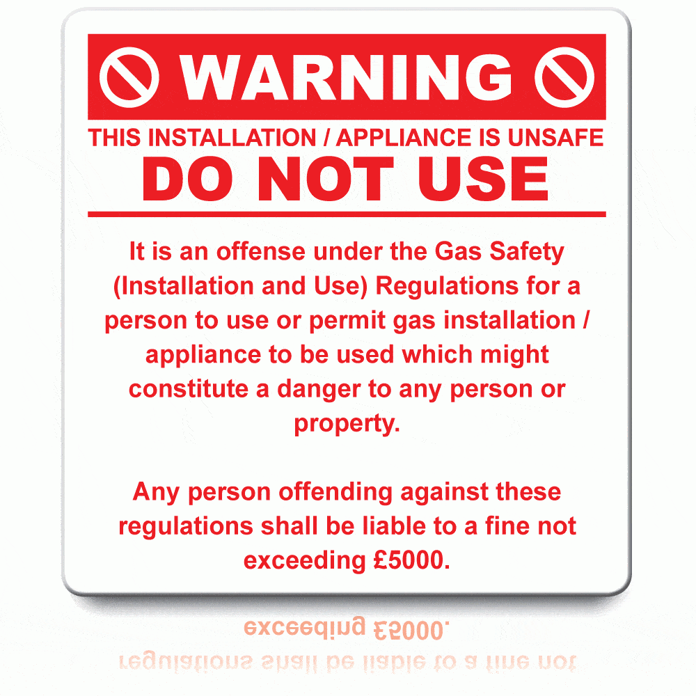Warning Do Not Use GAS Safety Stickers