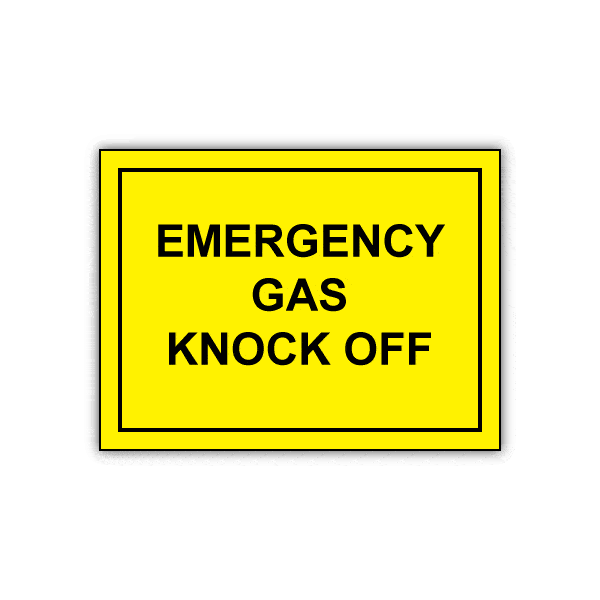 Emergency Gas Knock Off Engraved Sign