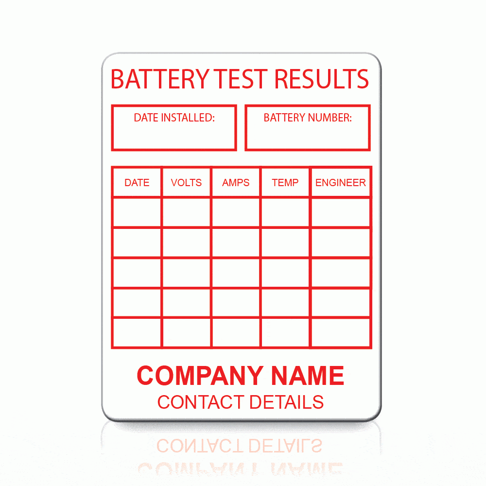 Personalised Battery Test Labels in Red